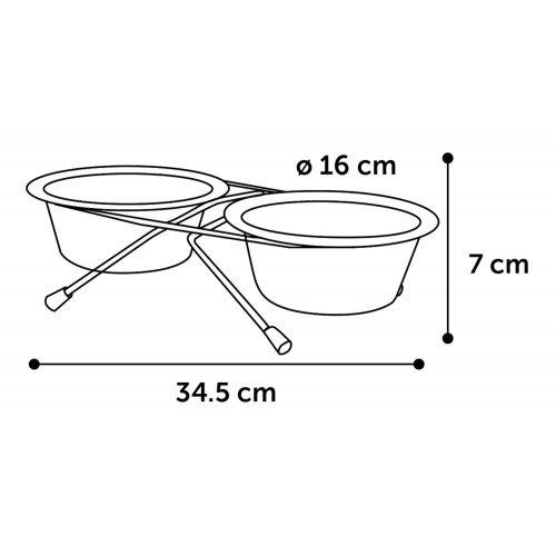 Двойная металлическая миска на подставке 2 Х 830ml