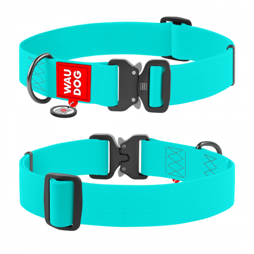 Ошейник водостойкий WAUDOG Waterproof, светящийся, ментоловый, M (28-40 см)