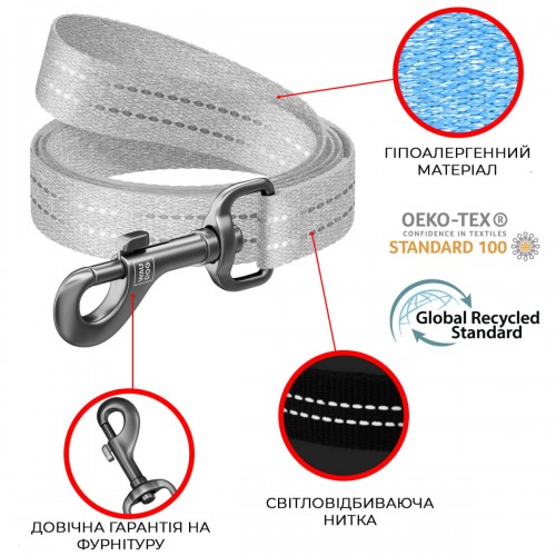 Поводок WAUDOG Re-cotton, красный  300 cm, 20 mm