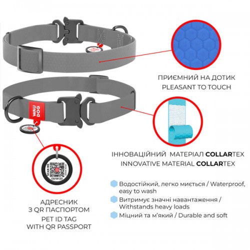 Ошейник водостойкий WAUDOG Waterproof, цвет розовый, М (28-40 см)