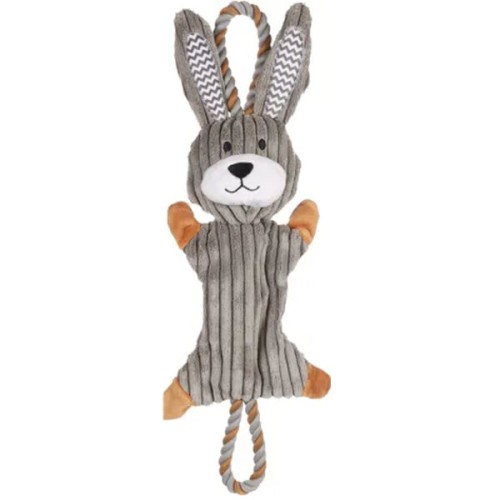 Игрушка мягкая с верёвкой - кролик Gommy, серый (48см)