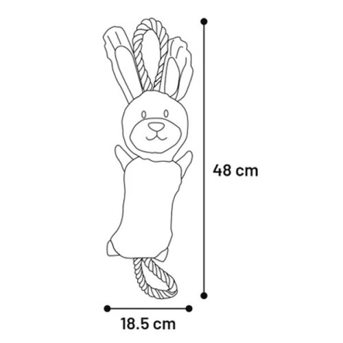 Игрушка мягкая с верёвкой - кролик Gommy, серый (48см)