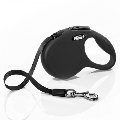 Поводок-рулетка Flexi New Classic - tape, черная M (5m) 