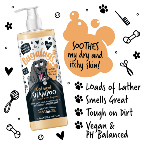 Bugalugs Shampoo Oatmeal , Успокаивает сухую, раздраженную и зудящую кожу.
