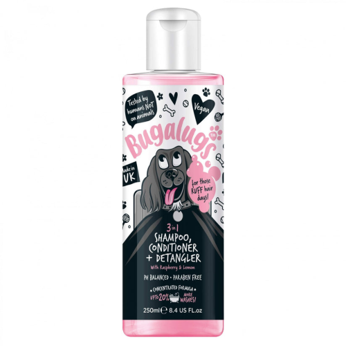 Bugalugs Shampoo Raspberry 3 in 1, Шампунь, кондиционер и средство для распутывания волос с ароматом малины и лимона.