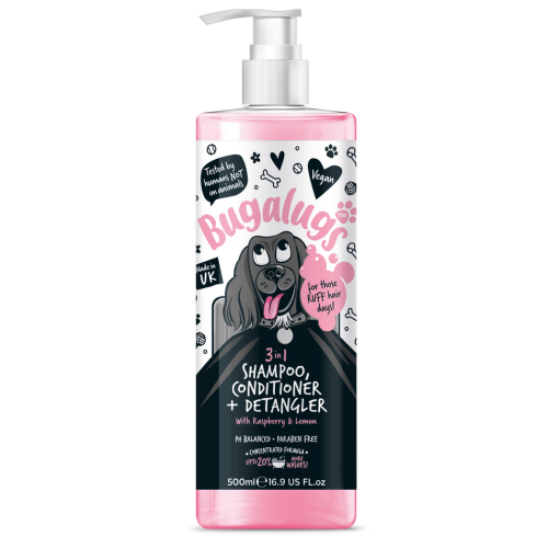 Bugalugs Shampoo Raspberry 3 in 1, Шампунь, кондиционер и средство для распутывания волос с ароматом малины и лимона.
