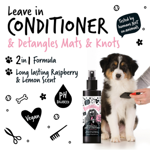 Bugalugs Detangling & leave in conditioner with raspberry & lemon  200ml, кондиционер с малиной и лимоном для собак.