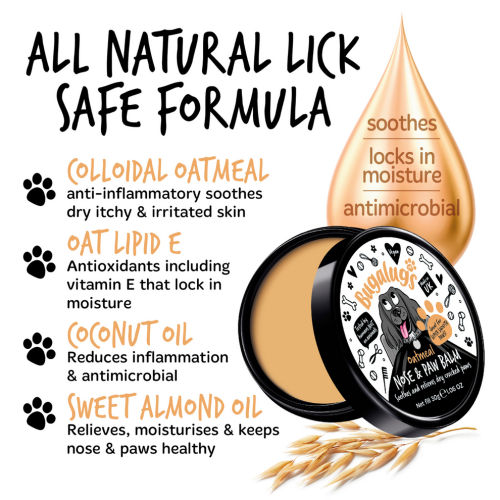 Bugalugs Oatmeal Nose & Paw Balm, Бальзам для носа и лап с овсянкой для собак