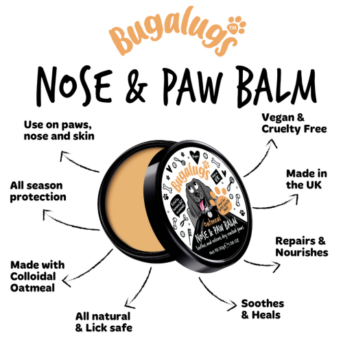 Bugalugs Oatmeal Nose & Paw Balm, Бальзам для носа и лап с овсянкой для собак