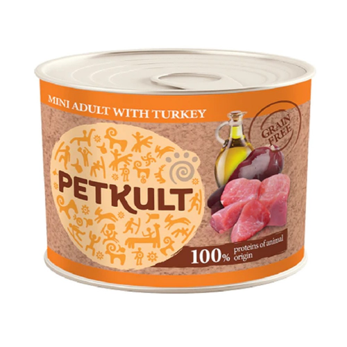 Консерва Petkult Mini Adult Влажный корм для собак с индейкой 185g
