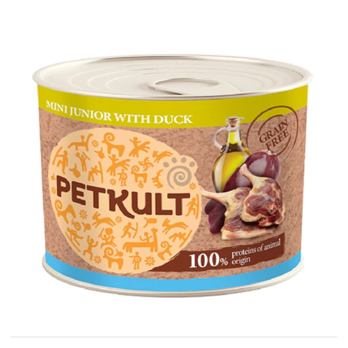 Консерва Petkult Mini Junior Влажный корм для собак с уткой 185g