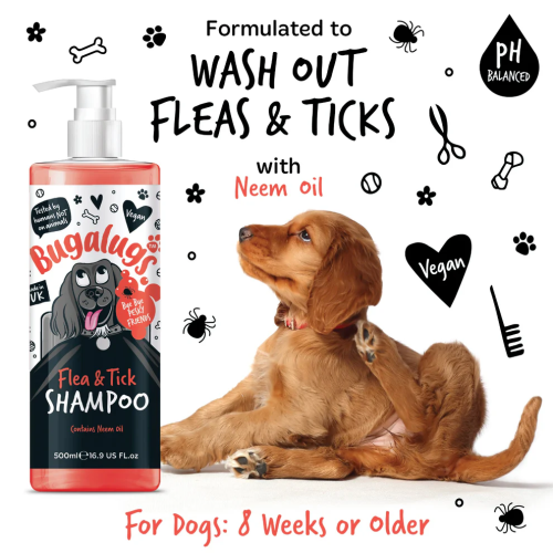 Шампунь против блох и клещей с маслом нима 500 ml Bugalugs Flea and Tick Dog Shampoo with Neem Oil  