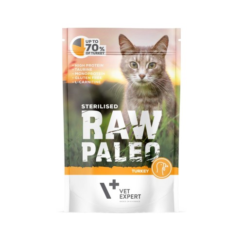 VetExpert Raw Paleo Cat Sterilised Turkey 100g