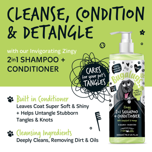 Bugalugs Zingy Shampoo , С грейпфрутом и апельсином мягко очищает, тонизирует и увлажняет.