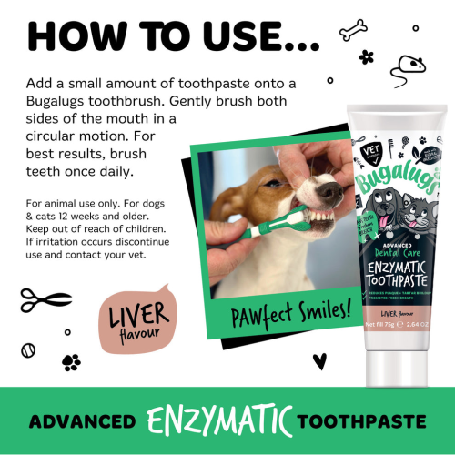 Bugalugs Энзимная зубная паста Advanced Dental Care (со вкусом печени) для собак и кошек.