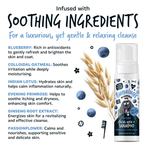 Средство для удаления слезных пятен с коллоидной овсянкой Blueberry Spa Bugalugs 200ml для собак 