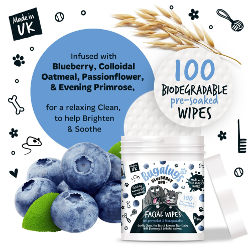 Салфетки для удаления слезных пятен с коллоидной овсянкой Blueberry Spa Facial Wipes 100шт для собак