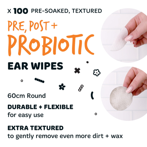 Bugalugs Ear Wipes 100ps Post & Probiotic, салфетки для ушей , нейтрализуют запахи и успокаивают раздражение.