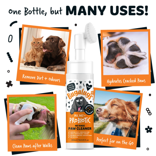 Bugalugs Paw Cleaners 200ml Probiotic, Поддерживает микробиом кожи, нейтрализует запахи и успокаивает раздражение