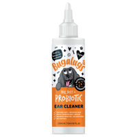 Bugalugs Ear Cleaner Post & Probiotic 200ml, Балансирует микробиом ушей, нейтрализует запахи и успокаивает раздражение.