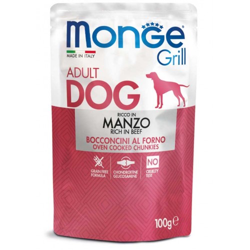 MONGE Dog Grill Pouch Beef 100g