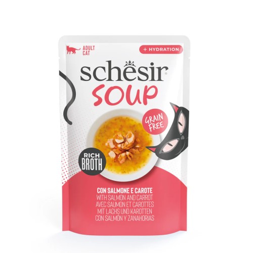 SCHESIR Soup wet cat Salmon Carrots in soup pouch 40g