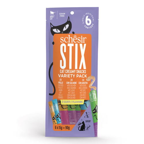 SCHESIR STIX CAT POUCH VARIETY PACK CHICKEN/DUCK/SALMON