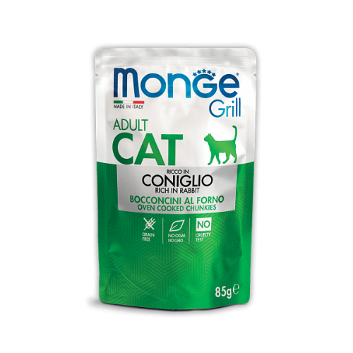 MONGE Cat Grill Pouch Adult Rabbit 85g
