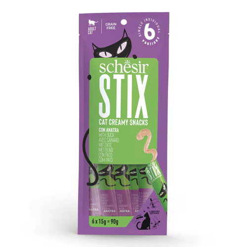 SCHESIR STIX CAT POUCH TREATS Duck 