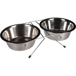 Миски для еды и воды Duo Dinner Stand Arjun Silver (25см /  2х2500мл)